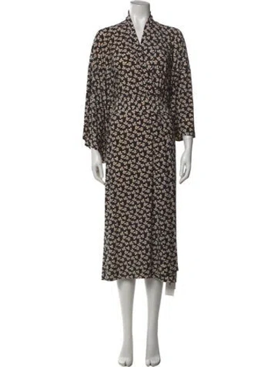 Pre-owned Norma Kamali Floral Print Midi Length Dress W/ Tags