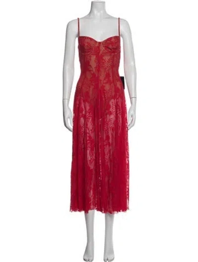 Pre-owned Norma Kamali Floral Print Midi Length Dress W/ Tags In Red