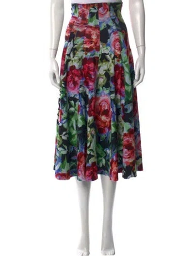Pre-owned Norma Kamali Floral Print Midi Length Skirt In Black