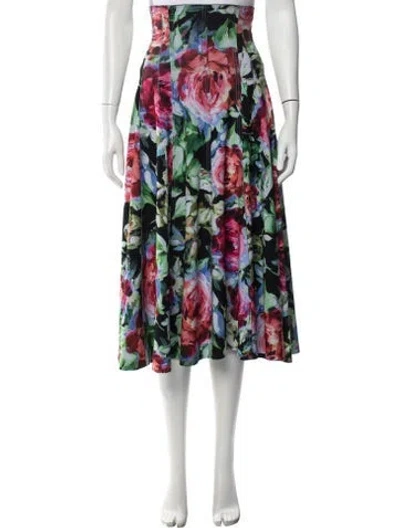 Pre-owned Norma Kamali Floral Print Midi Length Skirt In Black