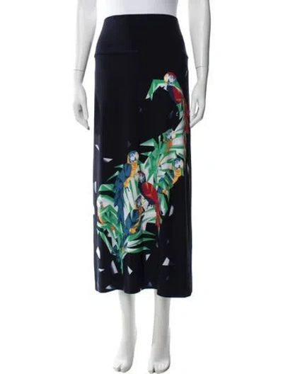 Pre-owned Norma Kamali Floral Print Midi Length Skirt In Blue