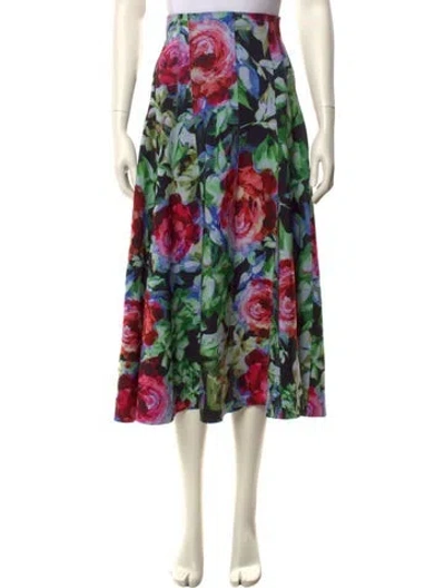 Pre-owned Norma Kamali Floral Print Midi Length Skirt In Multi