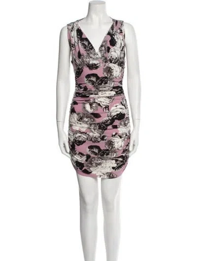 Pre-owned Norma Kamali Floral Print Mini Dress In White