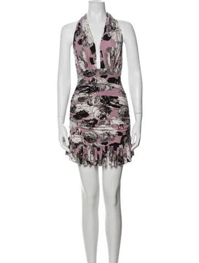 Pre-owned Norma Kamali Floral Print Mini Dress In White