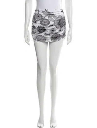 Pre-owned Norma Kamali Floral Print Mini Shorts In White
