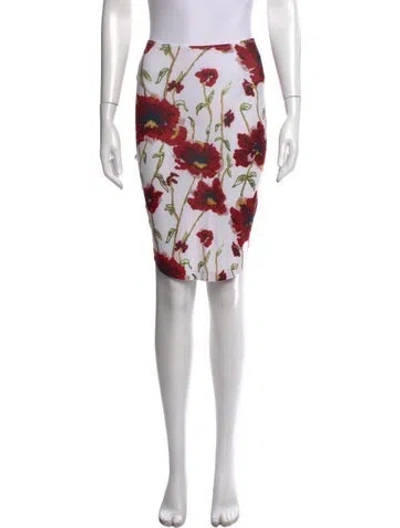 Pre-owned Norma Kamali Floral Print Mini Skirt W/ Tags In Red/white