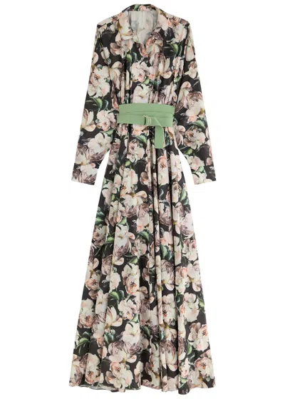 Norma Kamali Floral-print Shell Maxi Dress In Pink