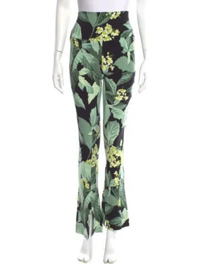 Pre-owned Norma Kamali Floral Print Straight Leg Pants In Green