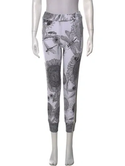 Pre-owned Norma Kamali Floral Print Straight Leg Pants W/ Tags In White