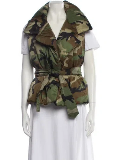 Pre-owned Norma Kamali Floral Print Vest In Green