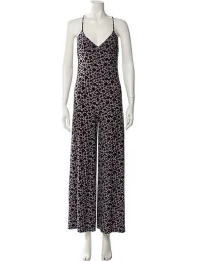Pre-owned Norma Kamali Floral Print V-neck Jumpsuit In Multi