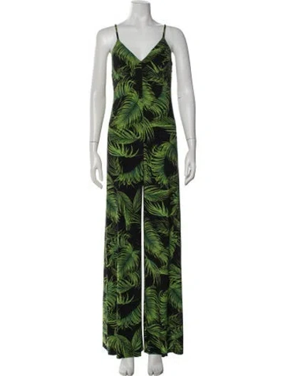 Pre-owned Norma Kamali Floral Print V-neck Jumpsuit In Multi