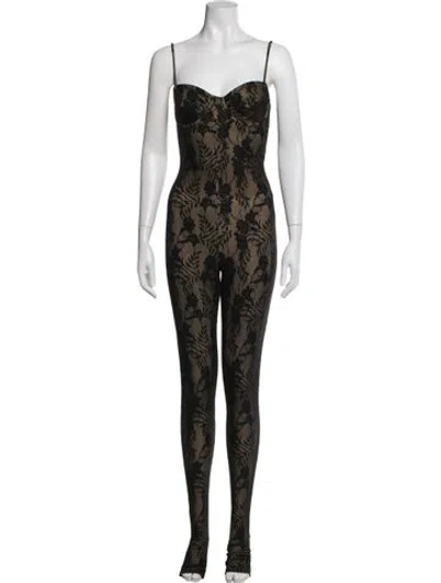 Pre-owned Norma Kamali Floral Print V-neck Jumpsuit In Multicolor