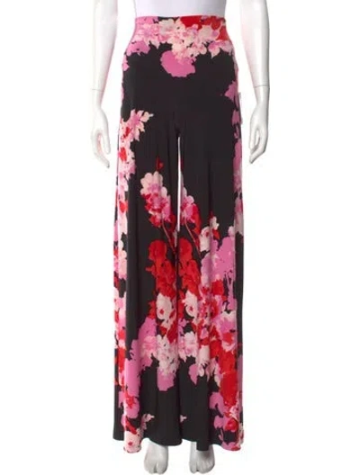 Pre-owned Norma Kamali Floral Print Wide Leg Pants In Multi