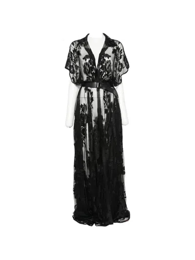 Norma Kamali Floral-devoré Maxi Dress In Black