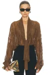 Norma Kamali For Fwrd Super Oversized Boyfriend Stretch Lace Bodysuit In Brown