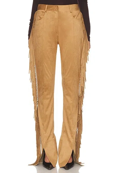 Norma Kamali Fringe Spat Jeans In Brown