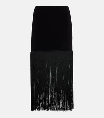 Norma Kamali Fringed Miniskirt In Black