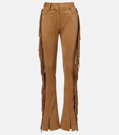 Norma Kamali Fringed Slim Pants In Brown