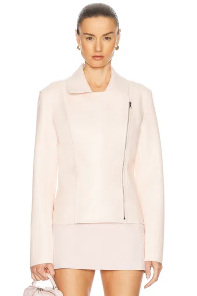 Norma Kamali Gang Waist Vegan Leather Jacket In Pink