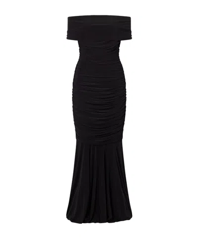 Norma Kamali Gathered Jersey Gown In Black