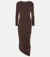 Norma Kamali Gathered Jersey Midi Dress In Choco