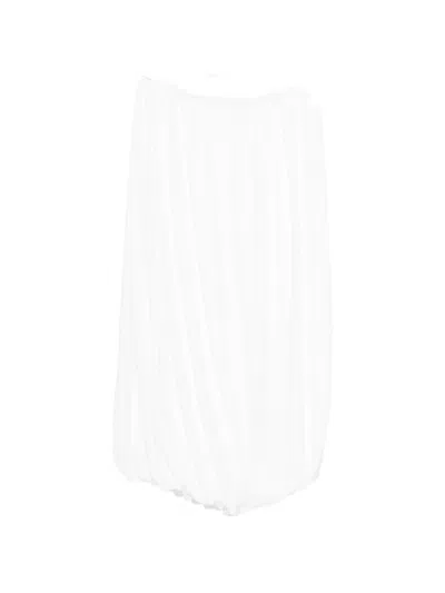 Norma Kamali Gathered Midi Skirt In White