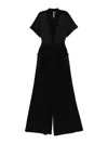 Norma Kamali Geralyn Belted Paneled Jersey And Mesh Jumpsuit In Black