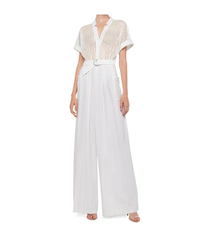 Norma Kamali Geralyn Short Sleeve Jumpsuit In White