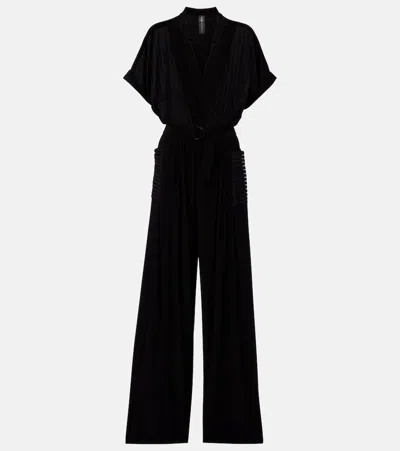 Norma Kamali Geralyn Striped Semi-sheer Jumpsuit