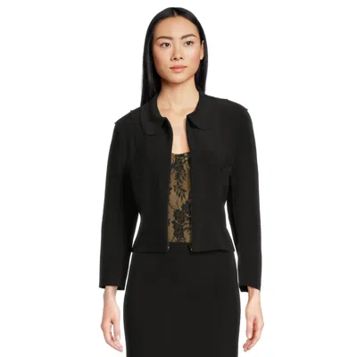 Norma Kamali Girl Jacket Womens Black Stretch Peter Pan Collar Cropped Gbo3846