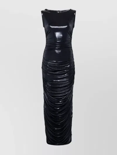 Norma Kamali Sleeveless Side Shirred Gown In Blue