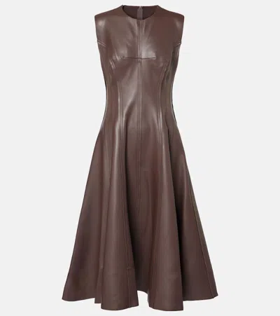 Norma Kamali Grace Faux Leather Bustier Dress In Brown