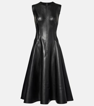 Norma Kamali Grace Faux Leather Dress In Black