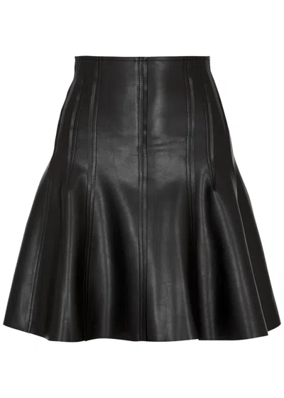 Norma Kamali Grace Faux Leather Mini Shirt In Black