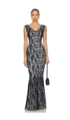 Norma Kamali Grace Fishtail Gown In Gray