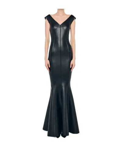 Norma Kamali Grace Fishtail Gown In Black