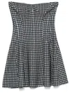 Norma Kamali Strapless Grace Houndstooth Minidress In Black