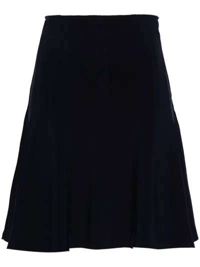 Norma Kamali Flared High-waisted Mini Skirt With Elasticated Waistband In Blue