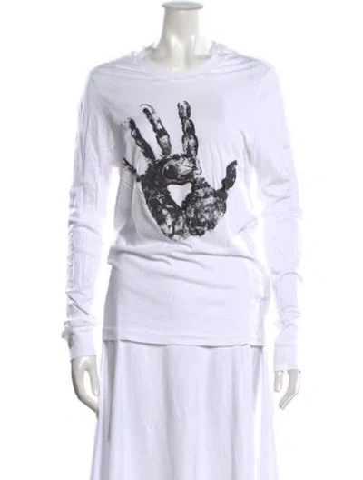 Pre-owned Norma Kamali Graphic Print Crew Neck T-shirt In White