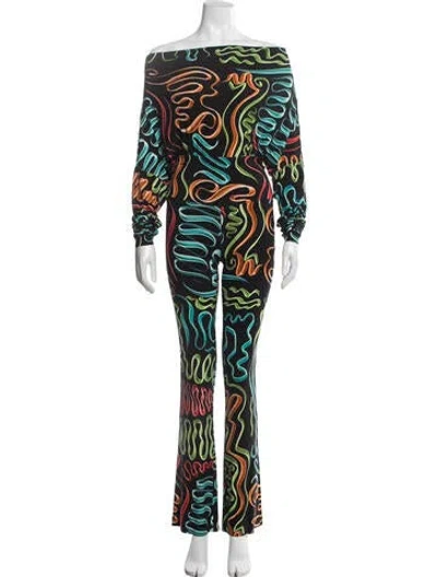 Pre-owned Norma Kamali Graphic Print Pant Set In Black