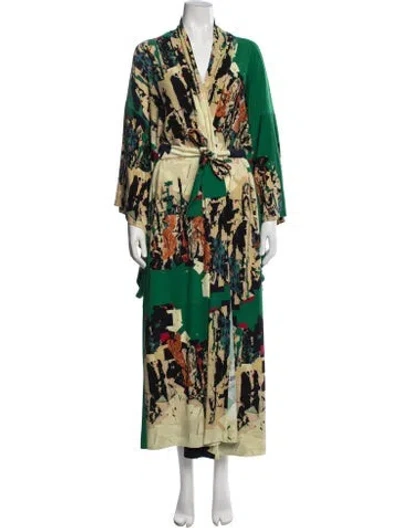 Pre-owned Norma Kamali Graphic Print Robe In Green