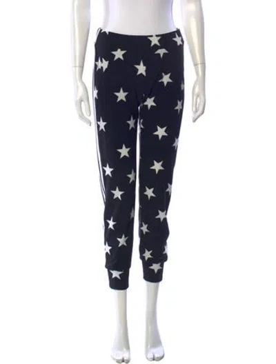Pre-owned Norma Kamali Graphic Print Straight Leg Pants In Blue