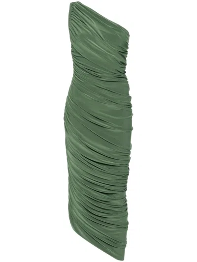 Norma Kamali Diana One Shoulder Gown In Green