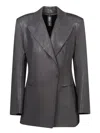 Norma Kamali Dark Grey Faux Leather Jacket In Grey