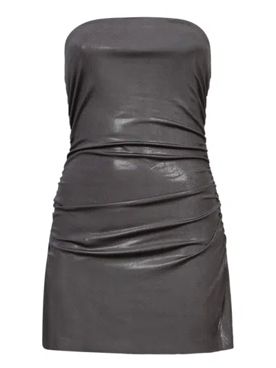 Norma Kamali Strapless Pickleball Mini Dress In Charcoal