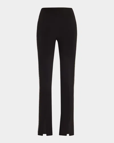 Norma Kamali Gunmetal Stud Spat Leggings In Black