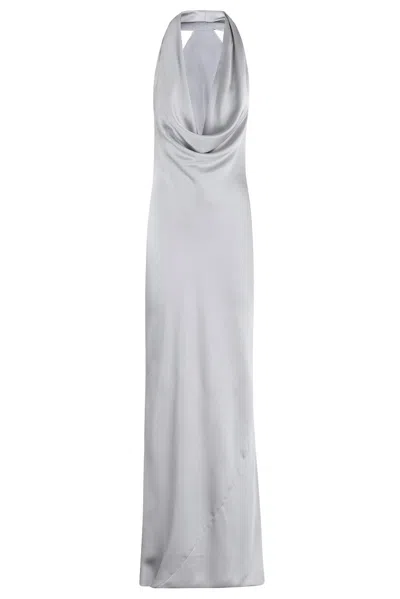Norma Kamali Halter Drape Bias Gown In White