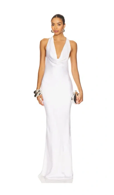 Norma Kamali Halter Drape Bias Gown In White