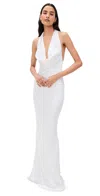 Norma Kamali Halter Drape Bias Gown Snow White